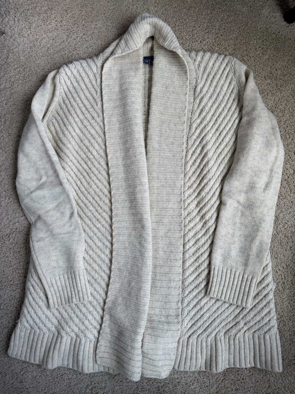 Vince Open-Front Cream Cable Knit Sweater - Medium